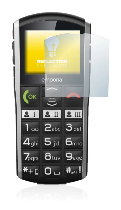 Image de l'appareil Emporia Simplicity avec une grande variété de protections d'écran.