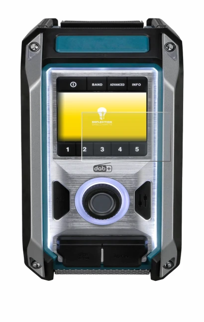 Image de l'appareil Makita DMR115 avec une grande variété de protections d'écran.