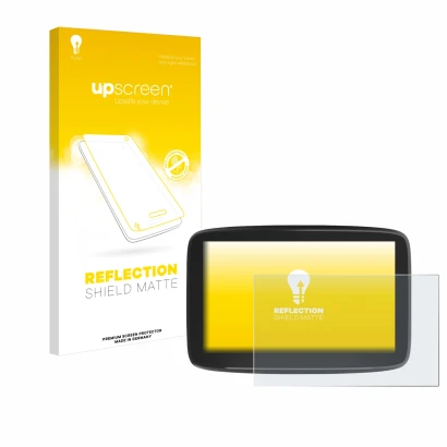 Face avant d’un emballage produit avec le logo de la marque upscreen. À côté, l’appareil TomTom GO Classic 6" est représenté a