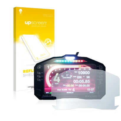 Face avant d’un emballage produit avec le logo de la marque upscreen. À côté, l’appareil Starlane DaVinci-II S est représenté