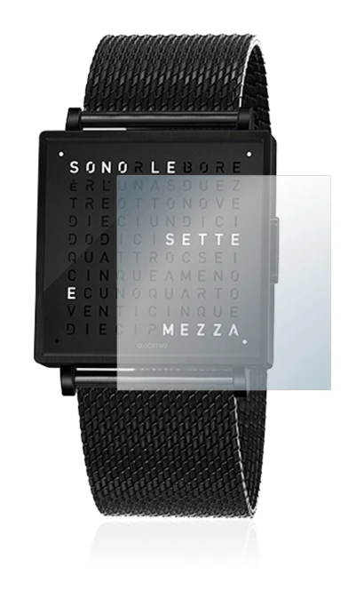 Image de l'appareil Qlocktwo W35 avec une grande variété de protections d'écran.