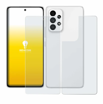 Image de l'appareil Samsung Galaxy A53 5G (Avant+Arrière) avec une grande variété de protections d'écran.