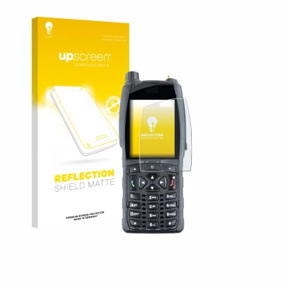Face avant d’un emballage produit avec le logo de la marque upscreen. À côté, l’appareil Sepura SC20 est représenté avec la pr