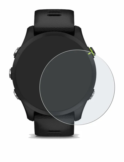 Image de l'appareil Garmin Forerunner 255 avec une grande variété de protections d'écran.