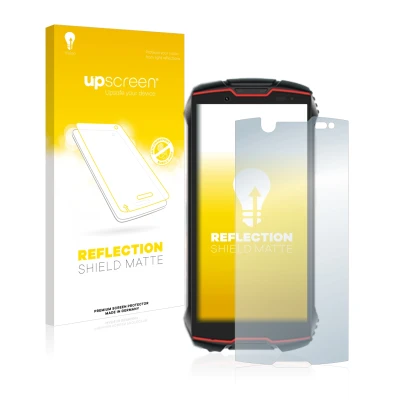 Face avant d’un emballage produit avec le logo de la marque upscreen. À côté, l’appareil Cubot King Kong Mini 2 Pro est représ