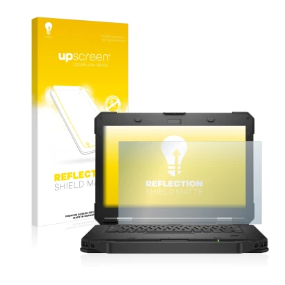 Face avant d’un emballage produit avec le logo de la marque upscreen. À côté, l’appareil Dell Latitude 5430 Rugged est représe