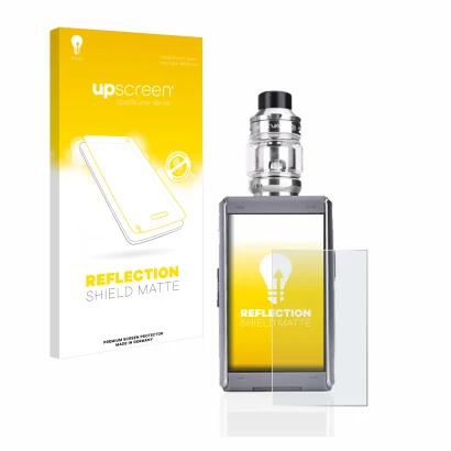 Face avant d’un emballage produit avec le logo de la marque upscreen. À côté, l’appareil GeekVape T200 est représenté avec la 
