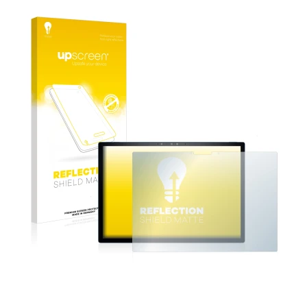 Face avant d’un emballage produit avec le logo de la marque upscreen. À côté, l’appareil Dell XPS 13 9315 2-in-1 est représent