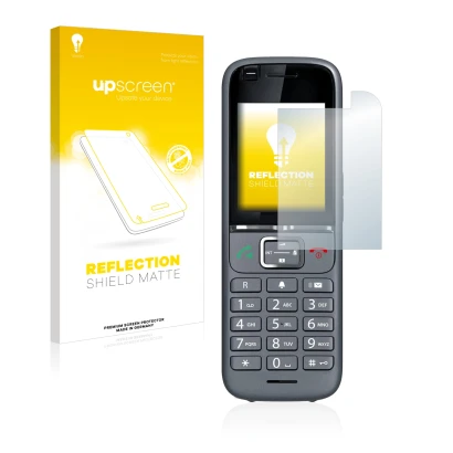 Face avant d’un emballage produit avec le logo de la marque upscreen. À côté, l’appareil Gigaset S700H PRO est représenté avec