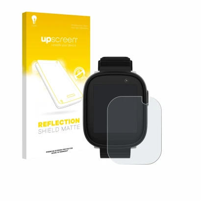 Face avant d’un emballage produit avec le logo de la marque upscreen. À côté, l’appareil Xplora X6 Play 2022 (1ère génération)