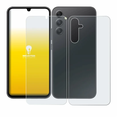 Image de l'appareil Samsung Galaxy A34 5G (Avant+Arrière) avec une grande variété de protections d'écran.