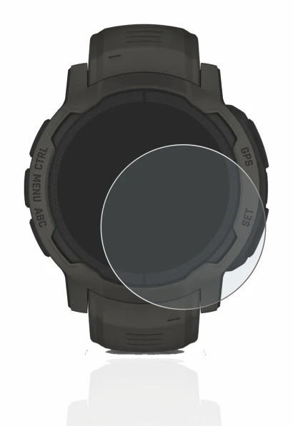 Image de l'appareil Garmin Instinct 2 Solar avec une grande variété de protections d'écran.