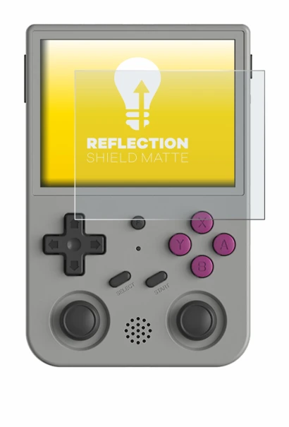 Image de l'appareil Anbernic RG353V avec une grande variété de protections d'écran.
