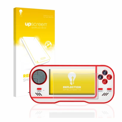 Face avant d’un emballage produit avec le logo de la marque upscreen. À côté, l’appareil Blaze Evercade est représenté avec la