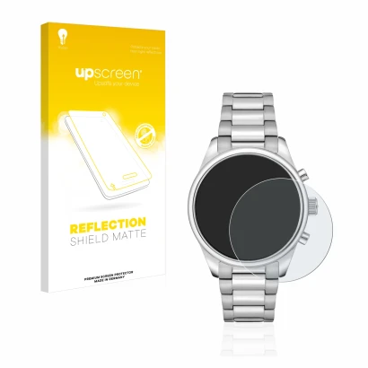 Face avant d’un emballage produit avec le logo de la marque upscreen. À côté, l’appareil Hugo Boss Chronograph 58114171 est re