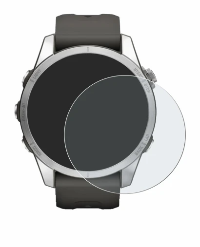 Image de l'appareil Garmin Fenix 7S Pro Solar (42 mm) avec une grande variété de protections d'écran.