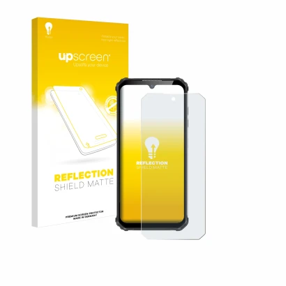 Face avant d’un emballage produit avec le logo de la marque upscreen. À côté, l’appareil Oukitel WP22 est représenté avec la p