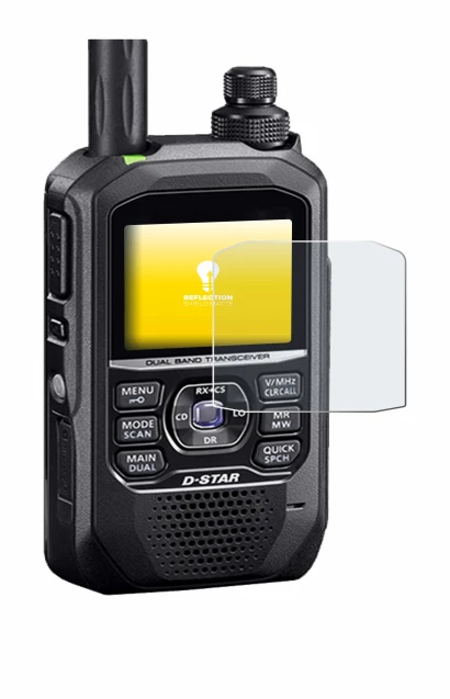 Image de l'appareil Icom ID-50E avec une grande variété de protections d'écran.