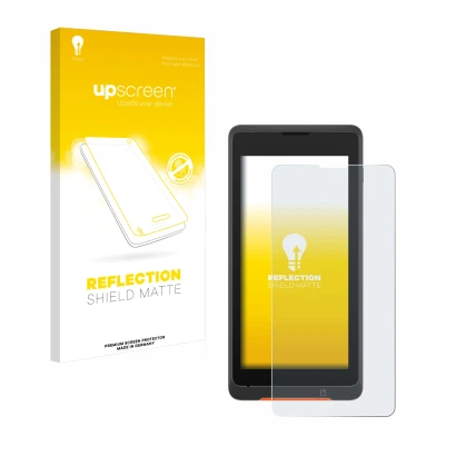 Face avant d’un emballage produit avec le logo de la marque upscreen. À côté, l’appareil Sunmi P2 Lite SE est représenté avec