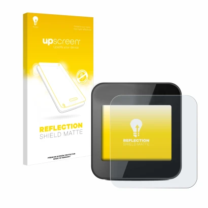 Face avant d’un emballage produit avec le logo de la marque upscreen. À côté, l’appareil Cycplus GPS G1 est représenté avec la