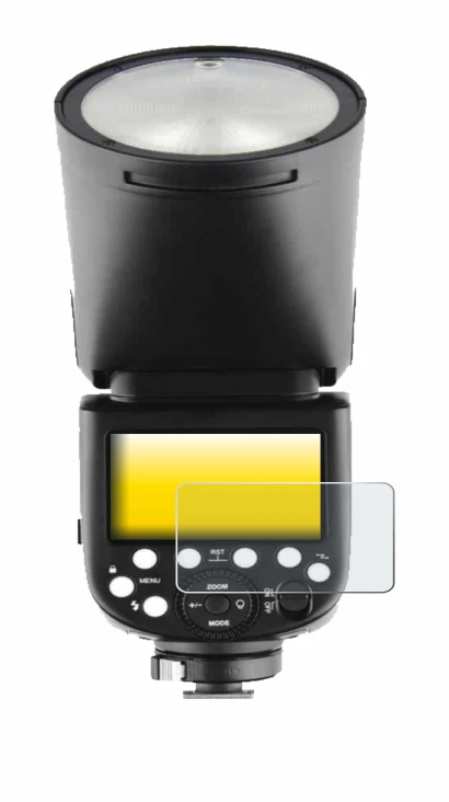 Image de l'appareil Godox V1 avec une grande variété de protections d'écran.