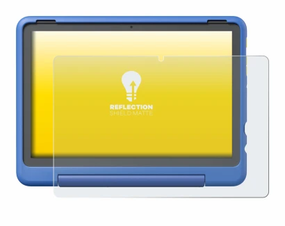 Image de l'appareil Amazon Fire HD 10 Kids Pro 2023 avec une grande variété de protections d'écran.