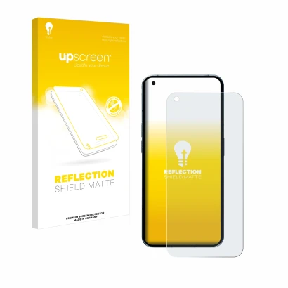 Face avant d’un emballage produit avec le logo de la marque upscreen. À côté, l’appareil Nothing Phone (1) (case-friendly) est