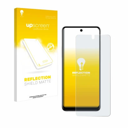 Face avant d’un emballage produit avec le logo de la marque upscreen. À côté, l’appareil Motorola Moto E32s est représenté ave