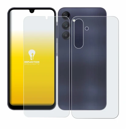 Image de l'appareil Samsung Galaxy A25 5G (Avant+Arrière) avec une grande variété de protections d'écran.