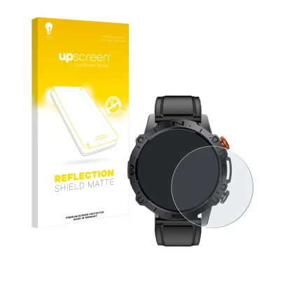 Face avant d’un emballage produit avec le logo de la marque upscreen. À côté, l’appareil LIGE DFA-ST19 1.43" est représenté av