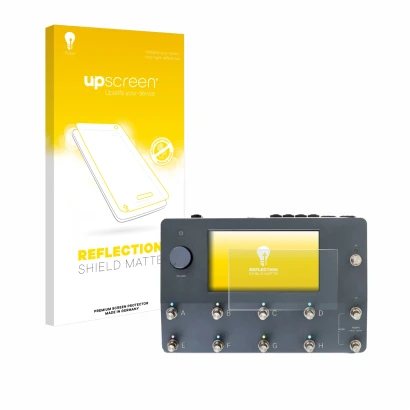 Face avant d’un emballage produit avec le logo de la marque upscreen. À côté, l’appareil Neural DSP Quad Cortex est représenté