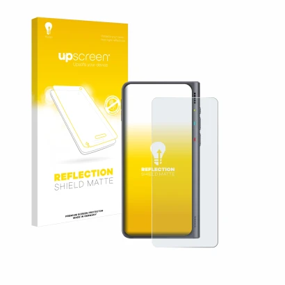 Face avant d’un emballage produit avec le logo de la marque upscreen. À côté, l’appareil Timekettle Fluentalk T1 est représent