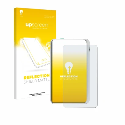 Face avant d’un emballage produit avec le logo de la marque upscreen. À côté, l’appareil Timekettle Fluentalk T1 Mini est repr