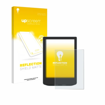 Face avant d’un emballage produit avec le logo de la marque upscreen. À côté, l’appareil Vivlio Light est représenté avec la p