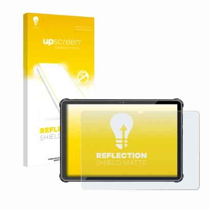 Face avant d’un emballage produit avec le logo de la marque upscreen. À côté, l’appareil Oukitel RT6 est représenté avec la pr