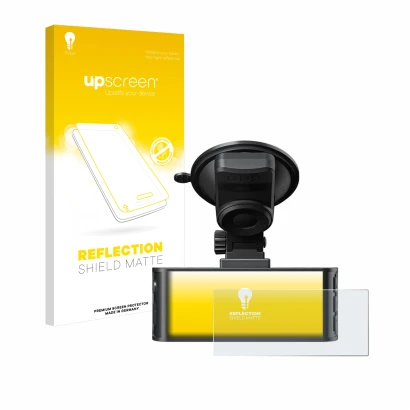 Face avant d’un emballage produit avec le logo de la marque upscreen. À côté, l’appareil Redtiger F7NS 4K est représenté avec 