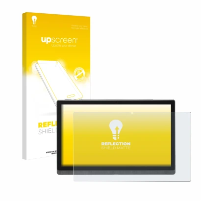 Face avant d’un emballage produit avec le logo de la marque upscreen. À côté, l’appareil Mesawo MES-B1 14.1" est représenté av