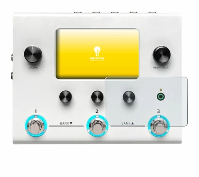 Image de l'appareil Hotone Ampero II Stomp avec une grande variété de protections d'écran.