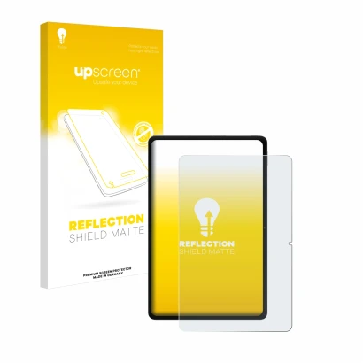 Face avant d’un emballage produit avec le logo de la marque upscreen. À côté, l’appareil Xiaomi Redmi Pad Pro est représenté a