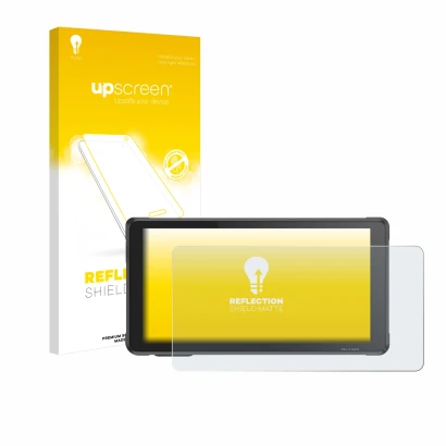 Face avant d’un emballage produit avec le logo de la marque upscreen. À côté, l’appareil Interphone RideSync Sync55 est représ