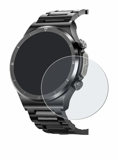 Image de l'appareil Powerwill Smartwatch 1.39" avec une grande variété de protections d'écran.