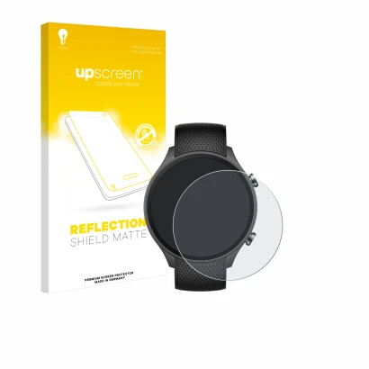 Face avant d’un emballage produit avec le logo de la marque upscreen. À côté, l’appareil OnePlus watch 2R est représenté avec 