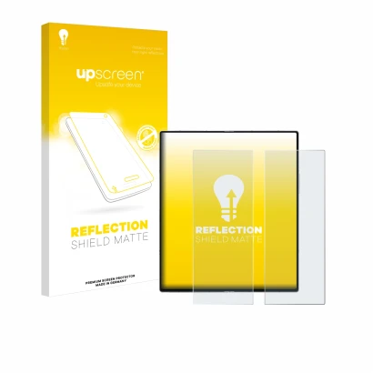 Face avant d’un emballage produit avec le logo de la marque upscreen. À côté, l’appareil Samsung Galaxy Z Fold 6 5G (Affichage