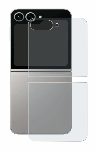 Image de l'appareil Samsung Galaxy Z Flip 6 (Arrière) avec une grande variété de protections d'écran.
