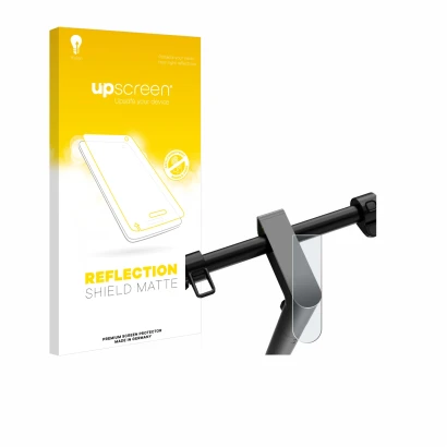 Face avant d’un emballage produit avec le logo de la marque upscreen. À côté, l’appareil Navee S65 est représenté avec la prot