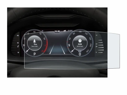 Image de l'appareil Skoda Virtual Cockpit 10.25" avec une grande variété de protections d'écran.