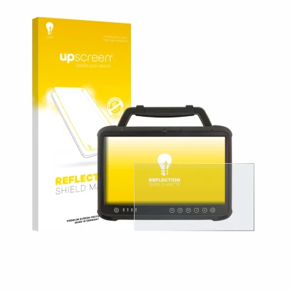 Face avant d’un emballage produit avec le logo de la marque upscreen. À côté, l’appareil Winmate M133WK est représenté avec la