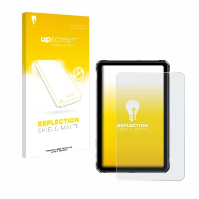 Face avant d’un emballage produit avec le logo de la marque upscreen. À côté, l’appareil Doogee R10 est représenté avec la pro