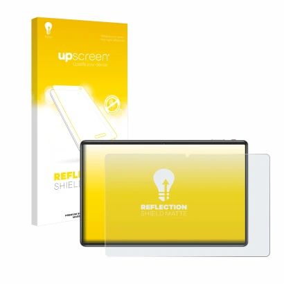 Face avant d’un emballage produit avec le logo de la marque upscreen. À côté, l’appareil Facetel Q7 11" est représenté avec la