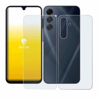 Image de l'appareil Samsung Galaxy A16 5G (Avant+Arrière) avec une grande variété de protections d'écran.